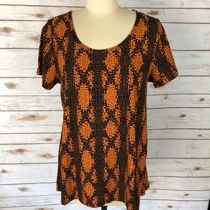 LuLaRoe Black & Orange Classic Top